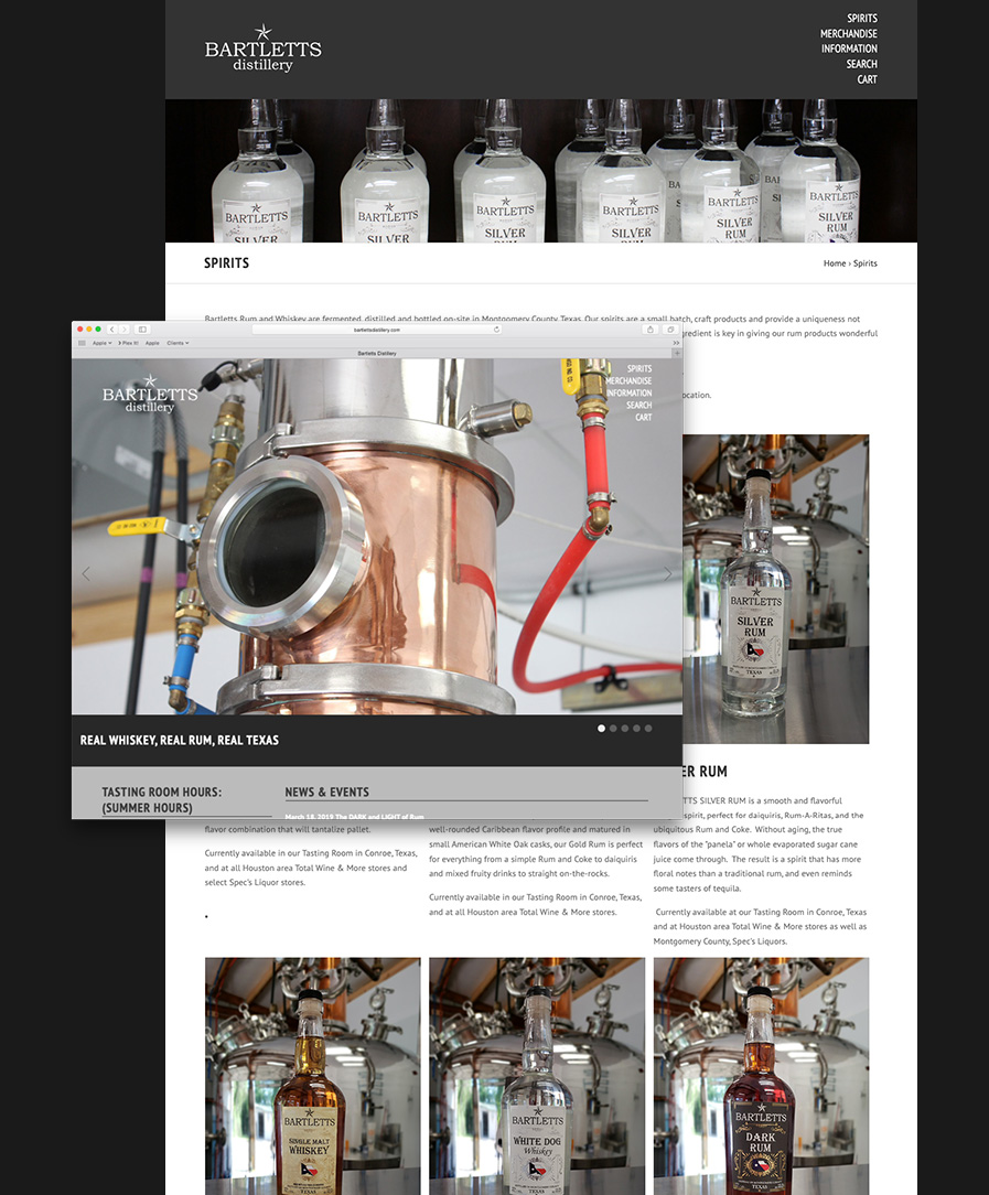 Screenshot of Bartletts Distillery website