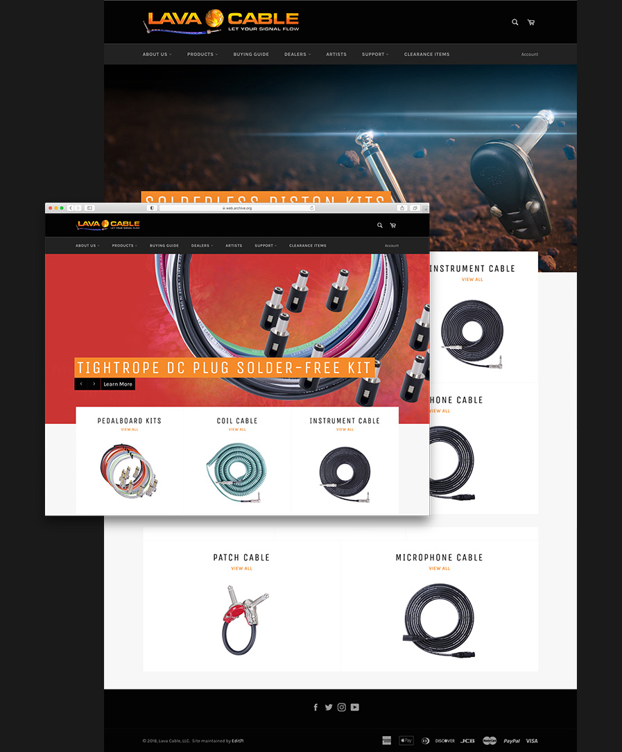Screenshot of Lava Cable website
